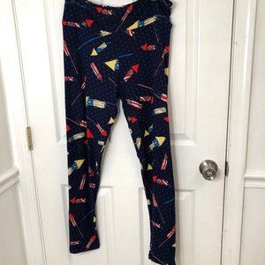 LuLaRoe Patriotic Star Rockets Firecracker Legging